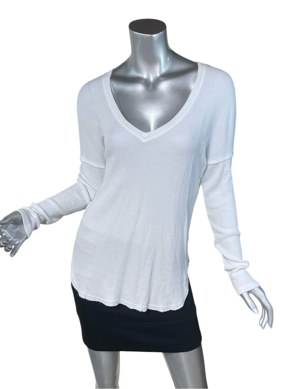 Bobi Los Angeles XS Women’s White Cotton Blend Waffle Knit Long Sleeve Tunic